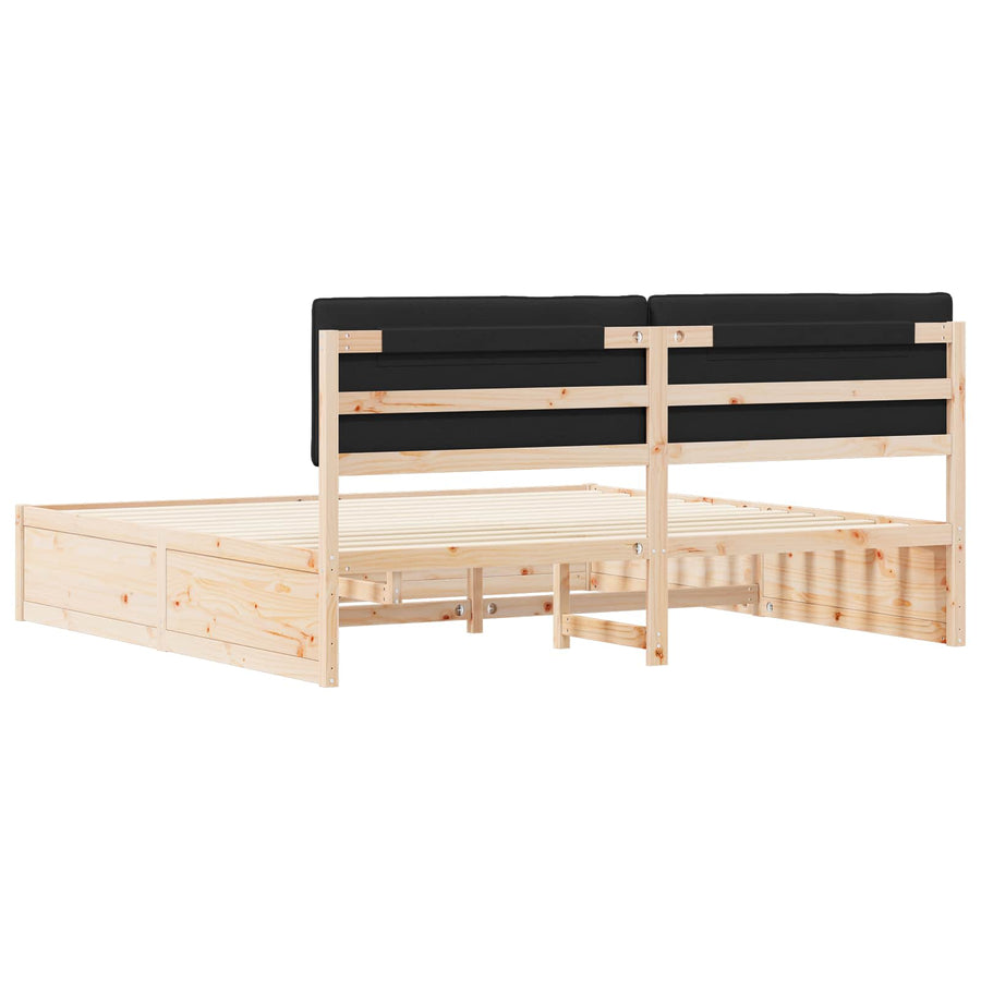 Bedframe met Gevoerd Hoofdgedeelte Zwart 200 x 200 cm