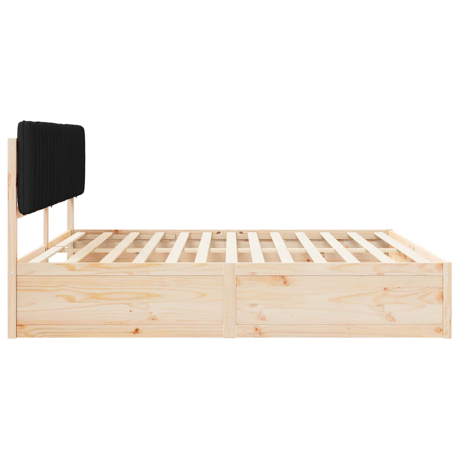 Bedframe met Gevoerd Hoofdgedeelte Zwart 200 x 200 cm