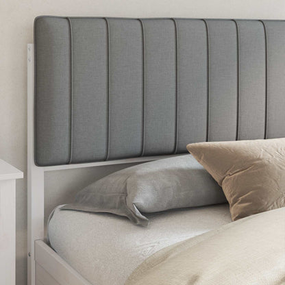 Bedframe met Gevoerd Hoofdgedeelte Lichtgrijs 200 x 200 cm
