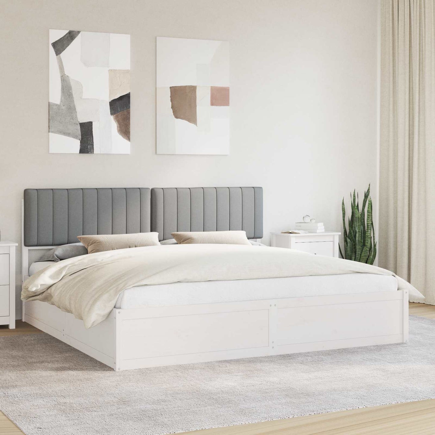 Bedframe met Gevoerd Hoofdgedeelte Lichtgrijs 200 x 200 cm