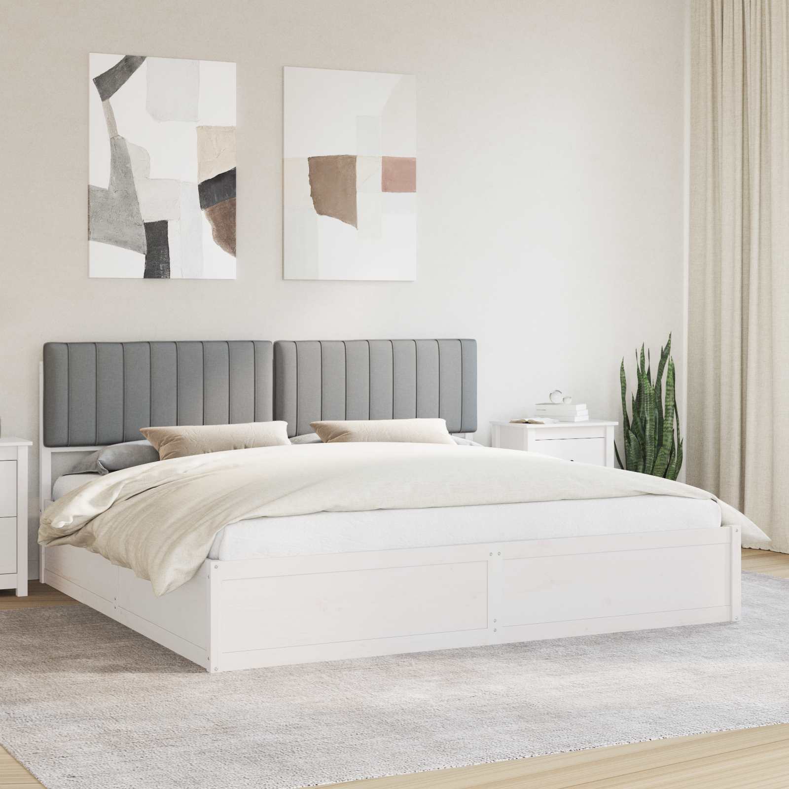 Bedframe met Gevoerd Hoofdgedeelte Lichtgrijs 200 x 200 cm