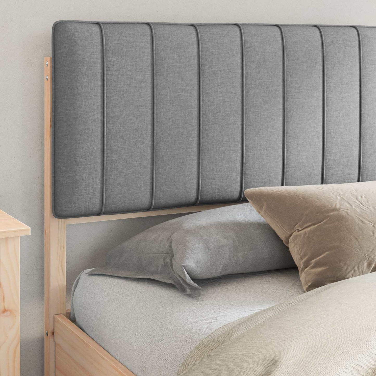 Bedframe met Gevoerd Hoofdgedeelte Lichtgrijs 180 x 200 cm