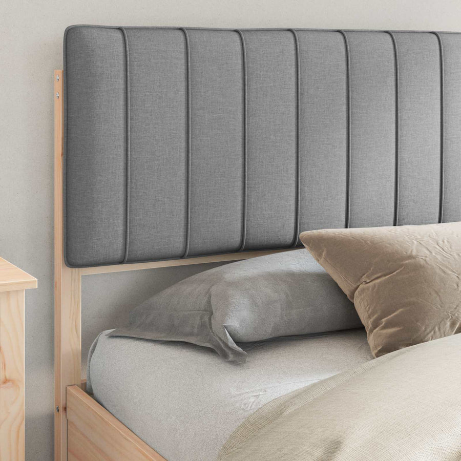 Bedframe met Gevoerd Hoofdgedeelte Lichtgrijs 180 x 200 cm