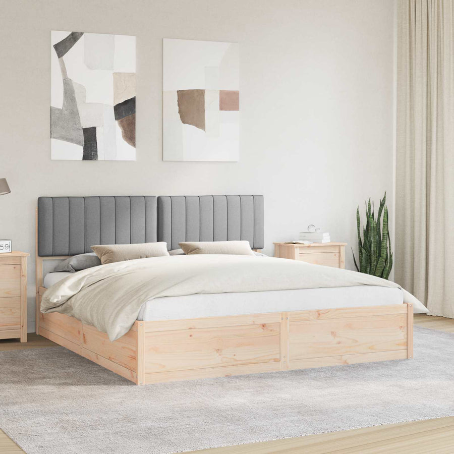 Bedframe met Gevoerd Hoofdgedeelte Lichtgrijs 180 x 200 cm