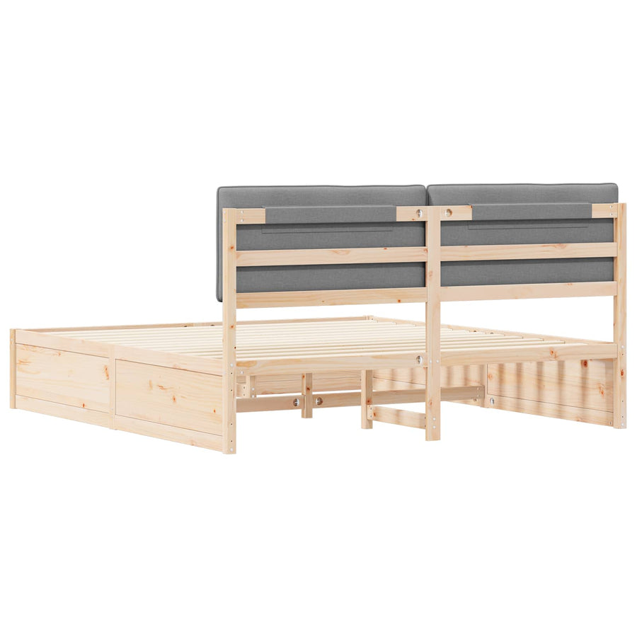 Bedframe met Gevoerd Hoofdgedeelte Lichtgrijs 180 x 200 cm