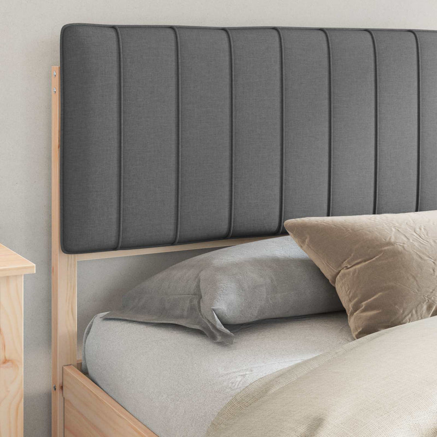Bedframe met Gevoerd Hoofdgedeelte Donkergrijs 180 x 200 cm