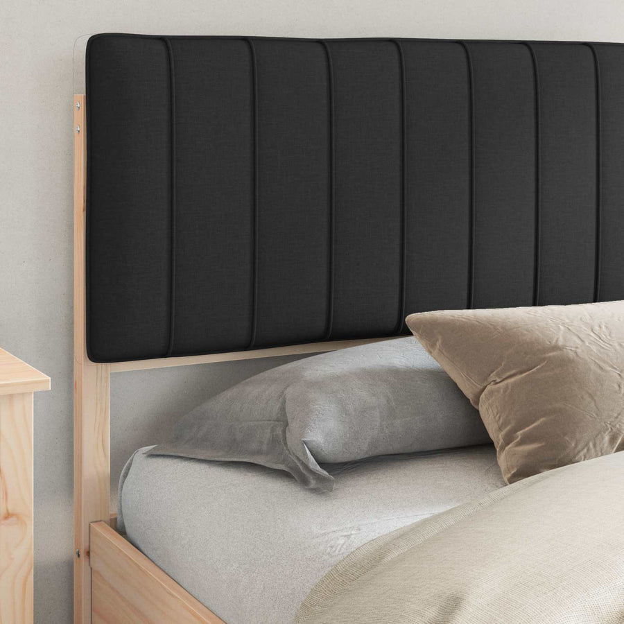 Bedframe met Gevoerd Hoofdgedeelte Zwart 180 x 200 cm