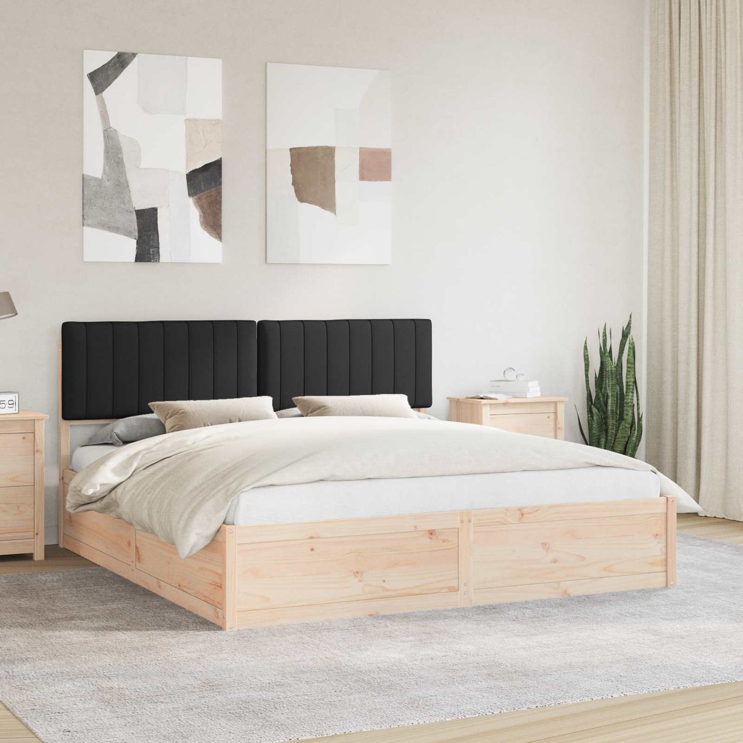 Bedframe met Gevoerd Hoofdgedeelte Zwart 180 x 200 cm