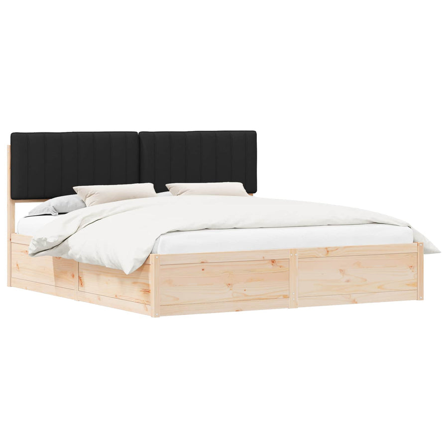 Bedframe met Gevoerd Hoofdgedeelte Zwart 180 x 200 cm