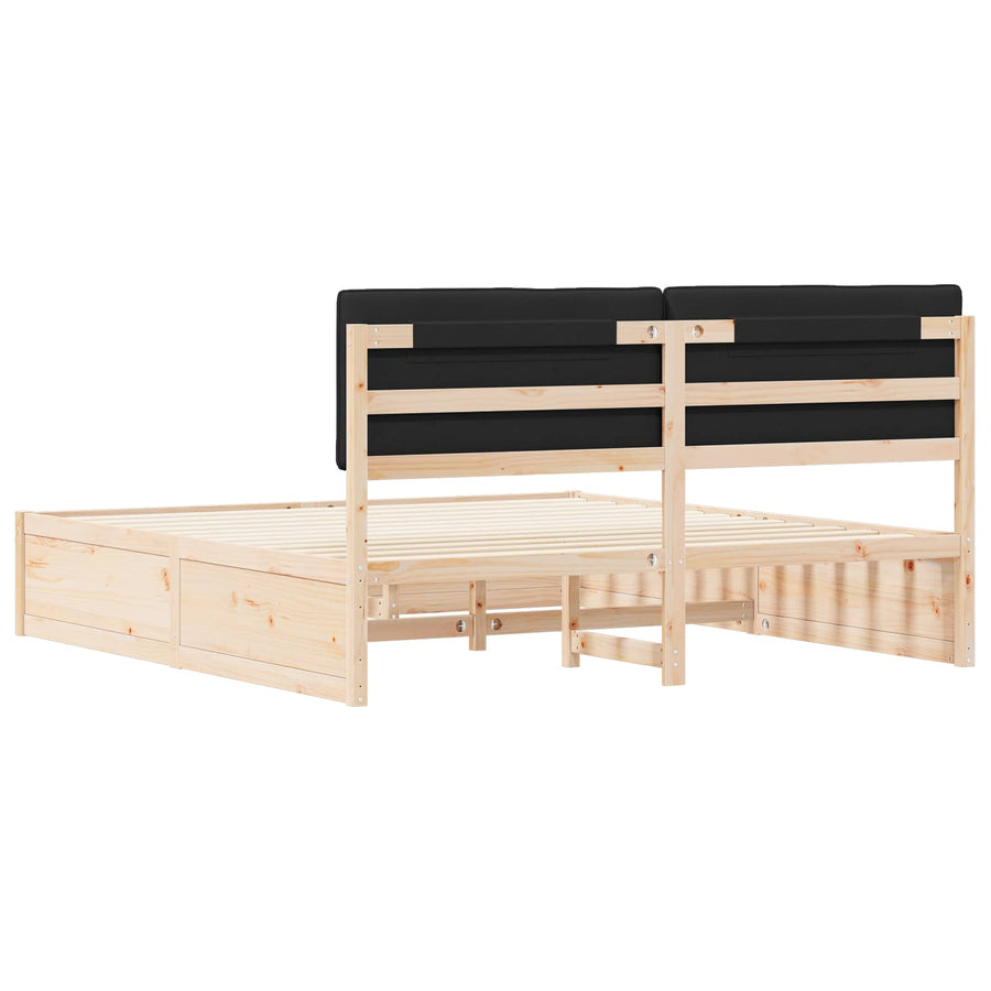 Bedframe met Gevoerd Hoofdgedeelte Zwart 180 x 200 cm