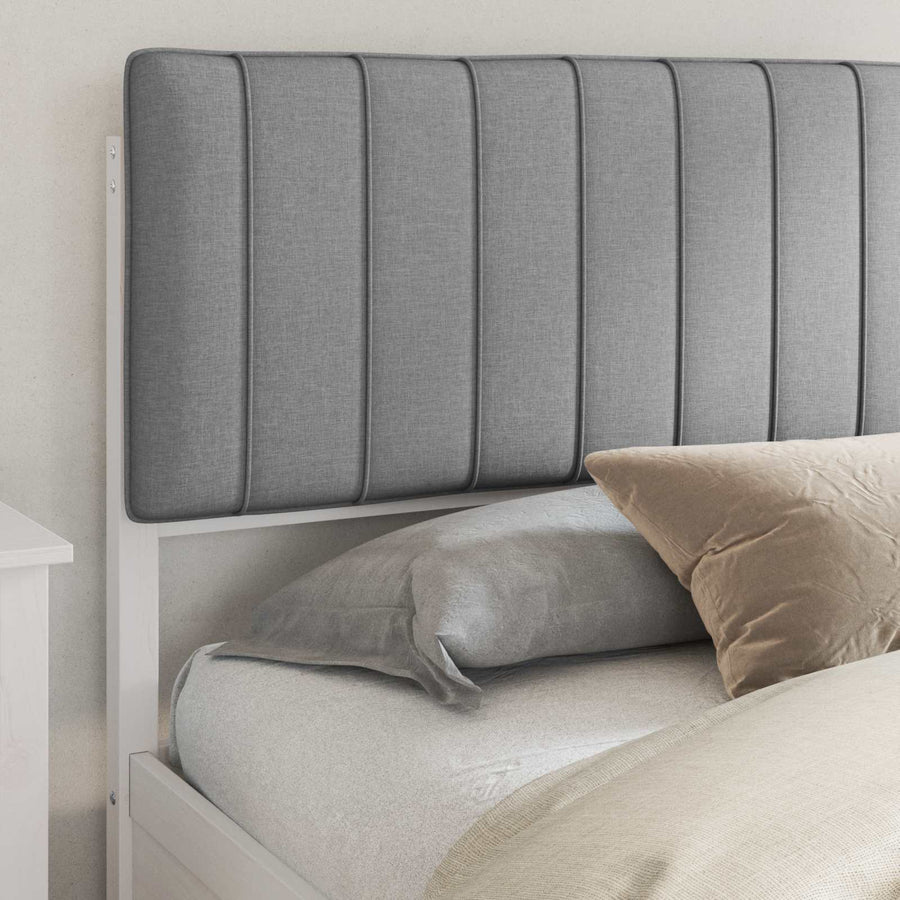 Bedframe met Gevoerd Hoofdgedeelte Lichtgrijs 180 x 200 cm