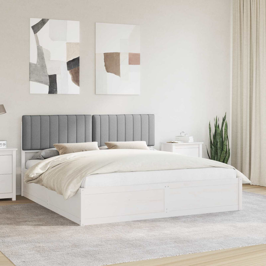 Bedframe met Gevoerd Hoofdgedeelte Lichtgrijs 180 x 200 cm