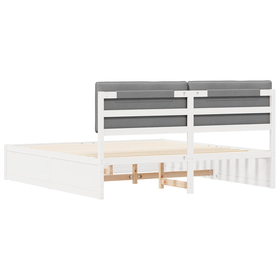 Bedframe met Gevoerd Hoofdgedeelte Lichtgrijs 180 x 200 cm