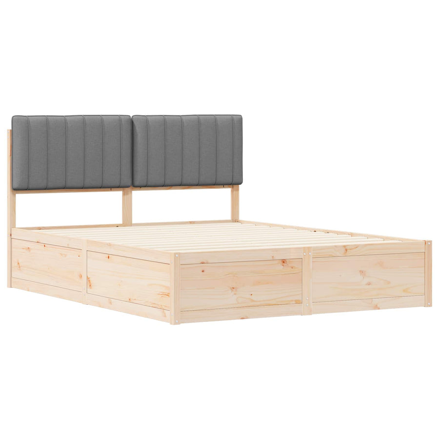 Bedframe met Gevoerd Hoofdgedeelte Lichtgrijs 160 x 200 cm