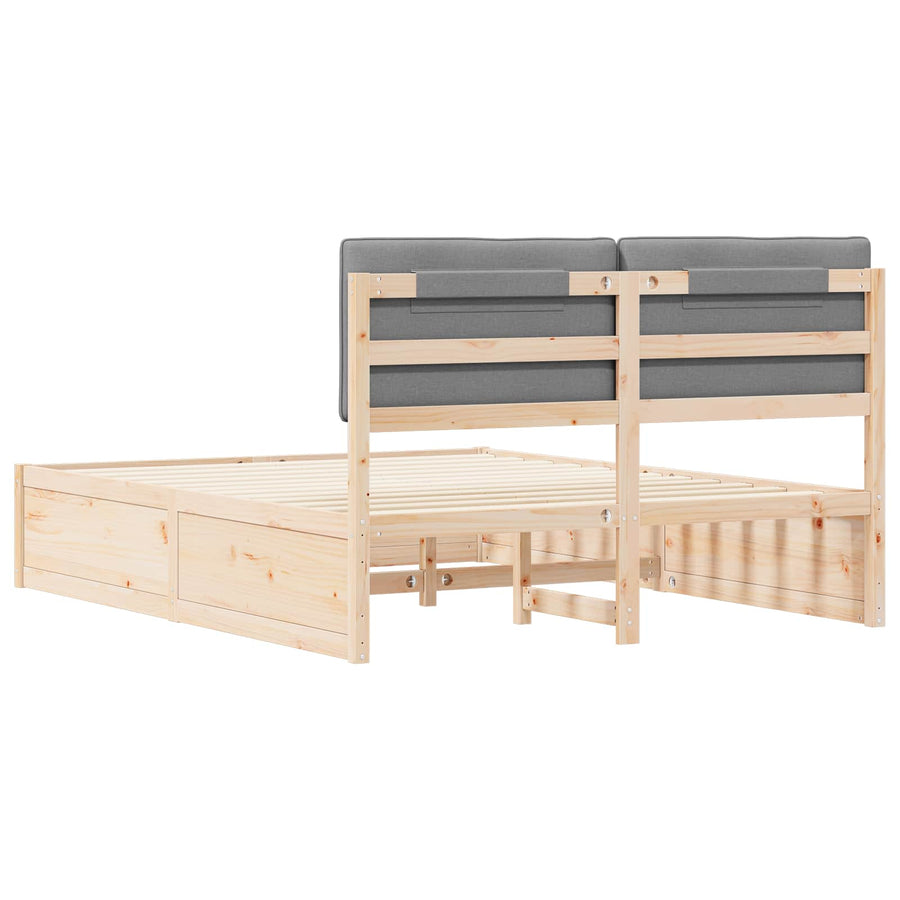 Bedframe met Gevoerd Hoofdgedeelte Lichtgrijs 160 x 200 cm