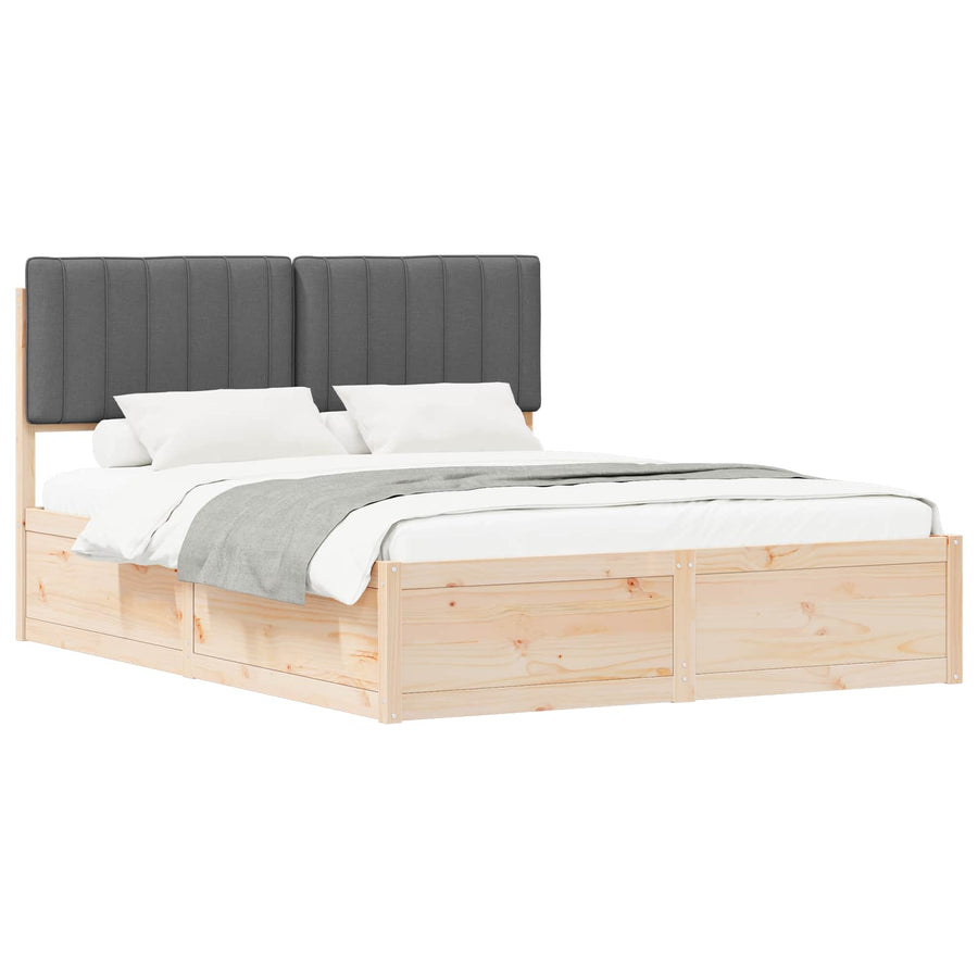 Bedframe met Gevoerd Hoofdgedeelte Donkergrijs 160 x 200 cm