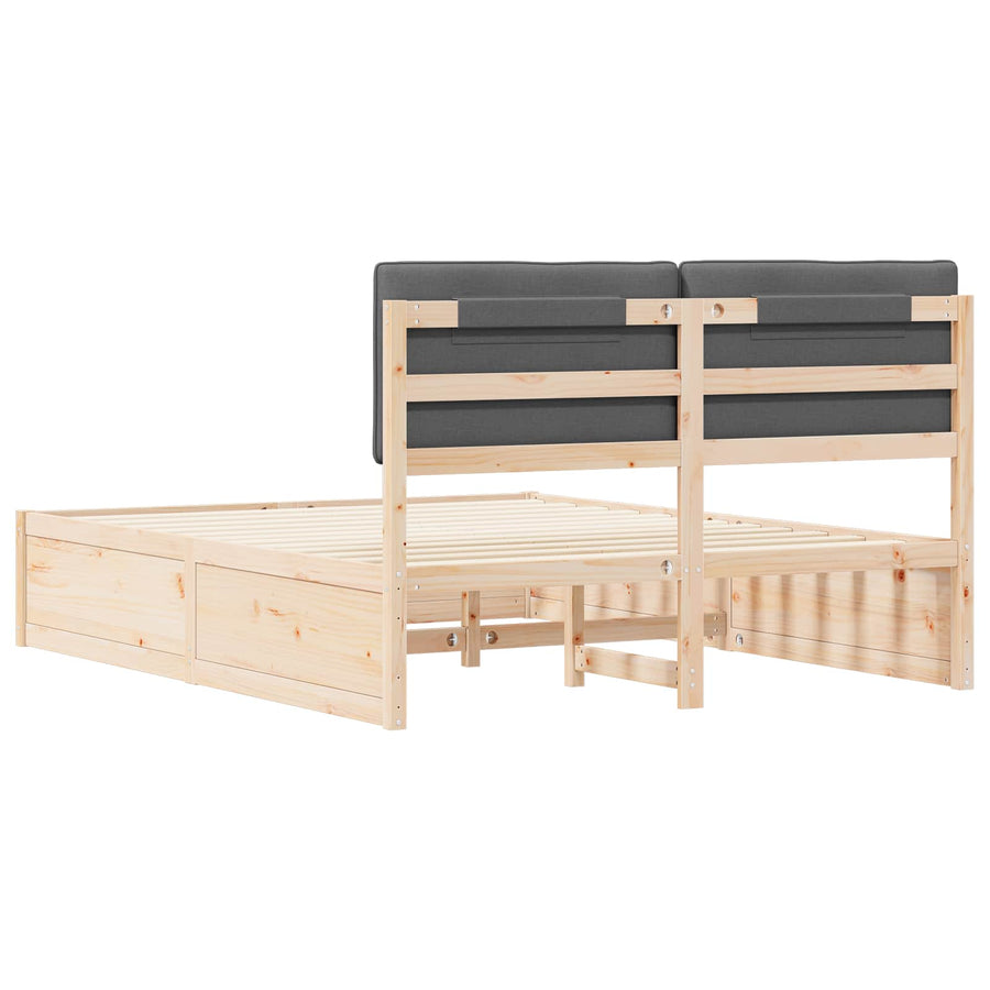 Bedframe met Gevoerd Hoofdgedeelte Donkergrijs 160 x 200 cm