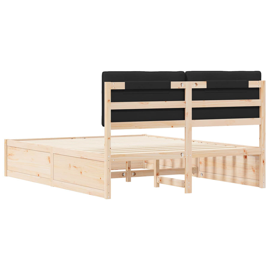 Bedframe met Gevoerd Hoofdgedeelte Zwart 160 x 200 cm