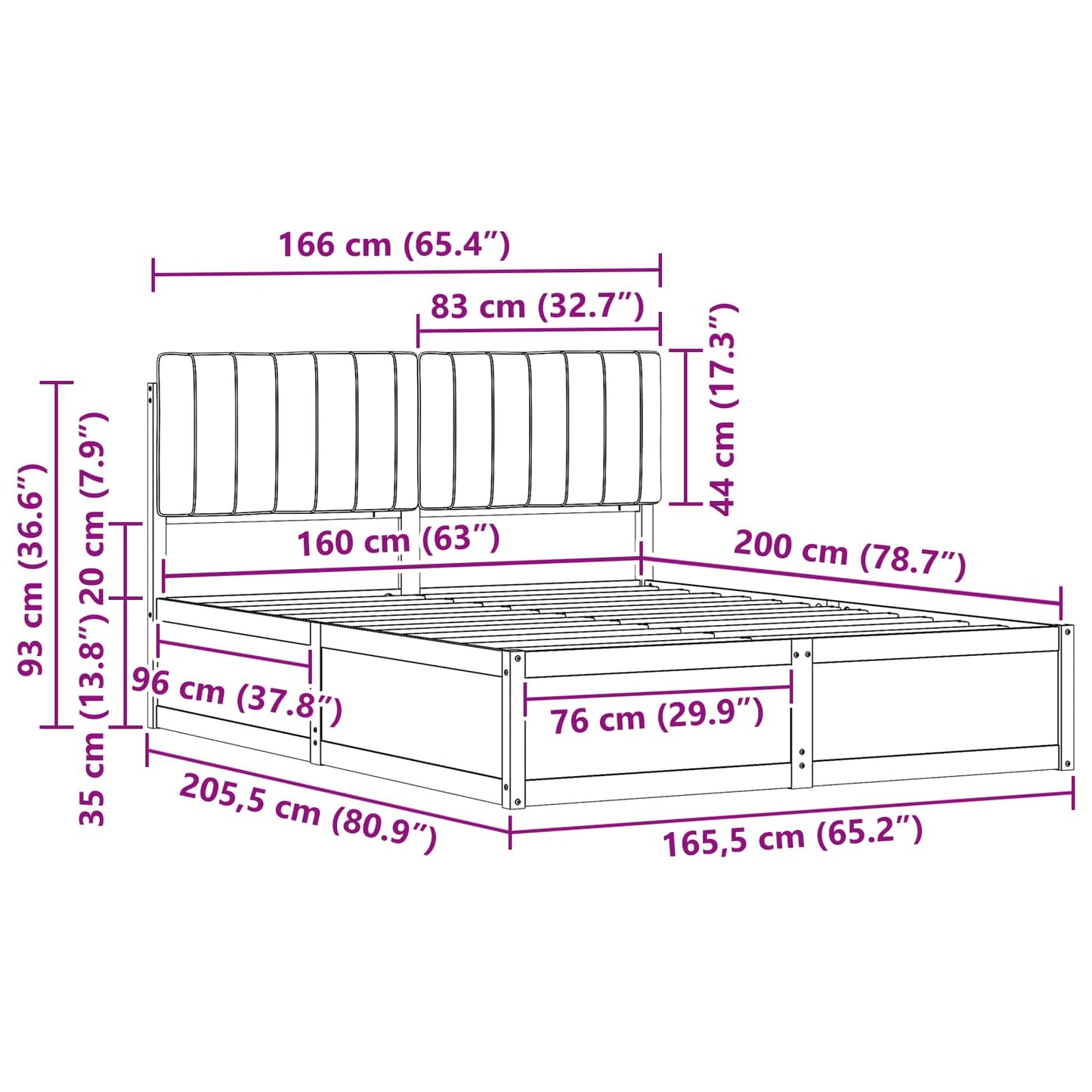 Bedframe met Gevoerd Hoofdgedeelte Taupe 160 x 200 cm