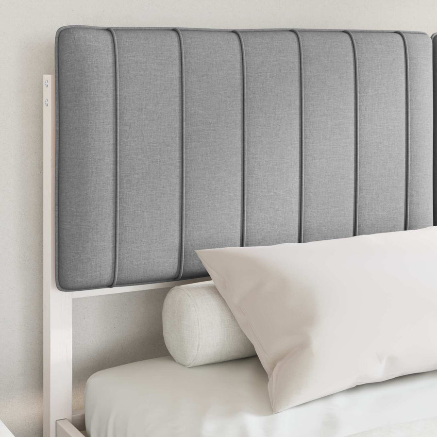 Bedframe met Gevoerd Hoofdgedeelte Lichtgrijs 160 x 200 cm