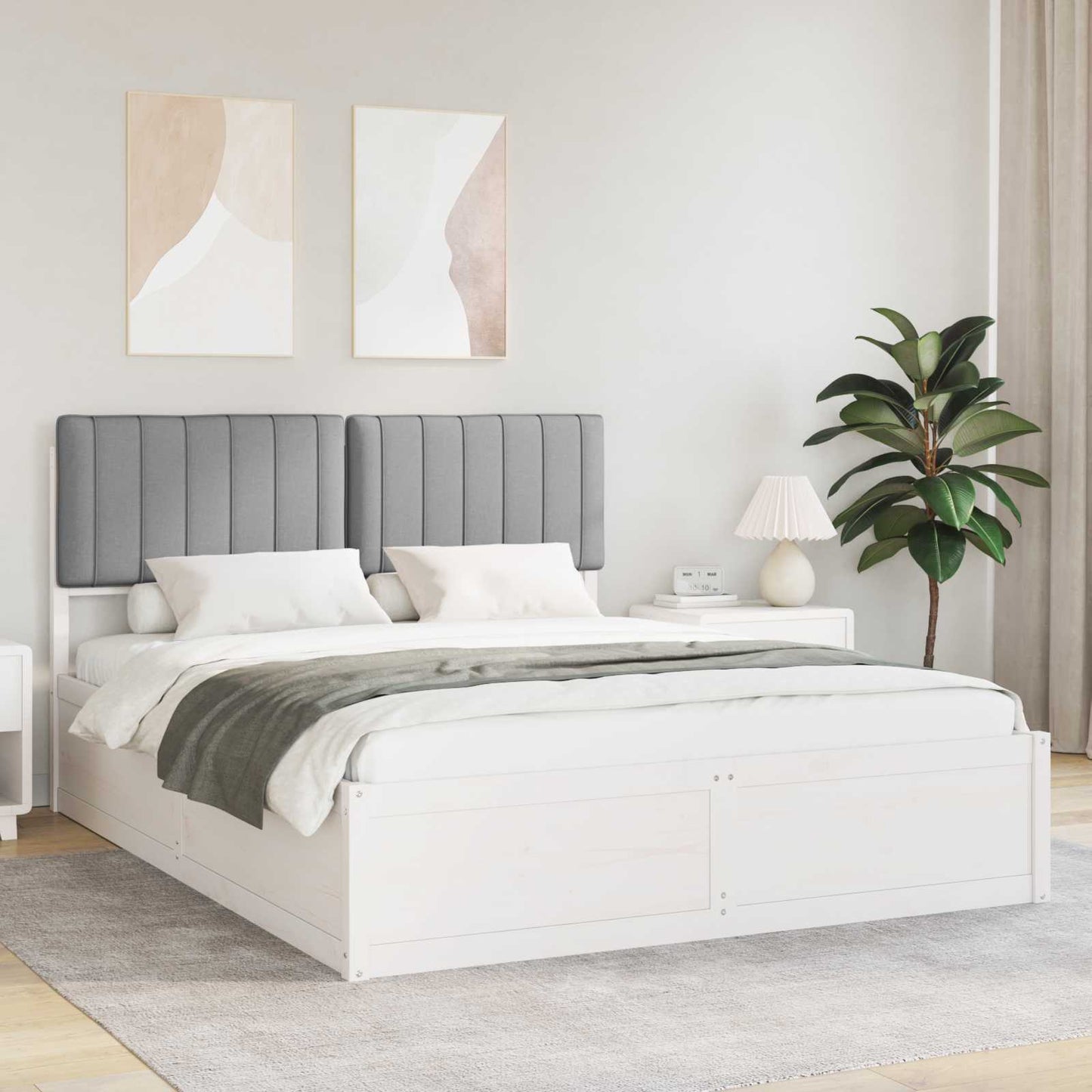 Bedframe met Gevoerd Hoofdgedeelte Lichtgrijs 160 x 200 cm