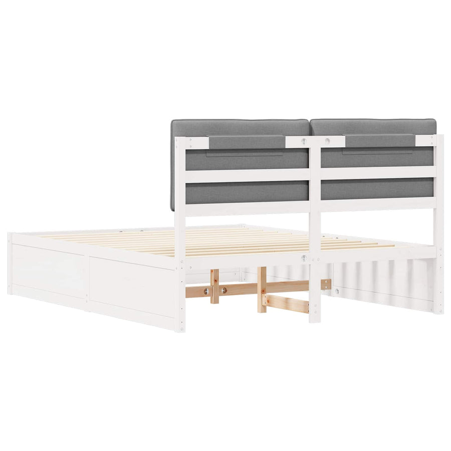 Bedframe met Gevoerd Hoofdgedeelte Lichtgrijs 160 x 200 cm