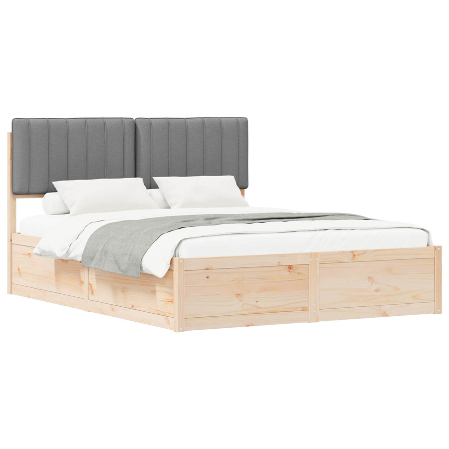 Bedframe met Gevoerd Hoofdgedeelte Lichtgrijs 150 x 200 cm
