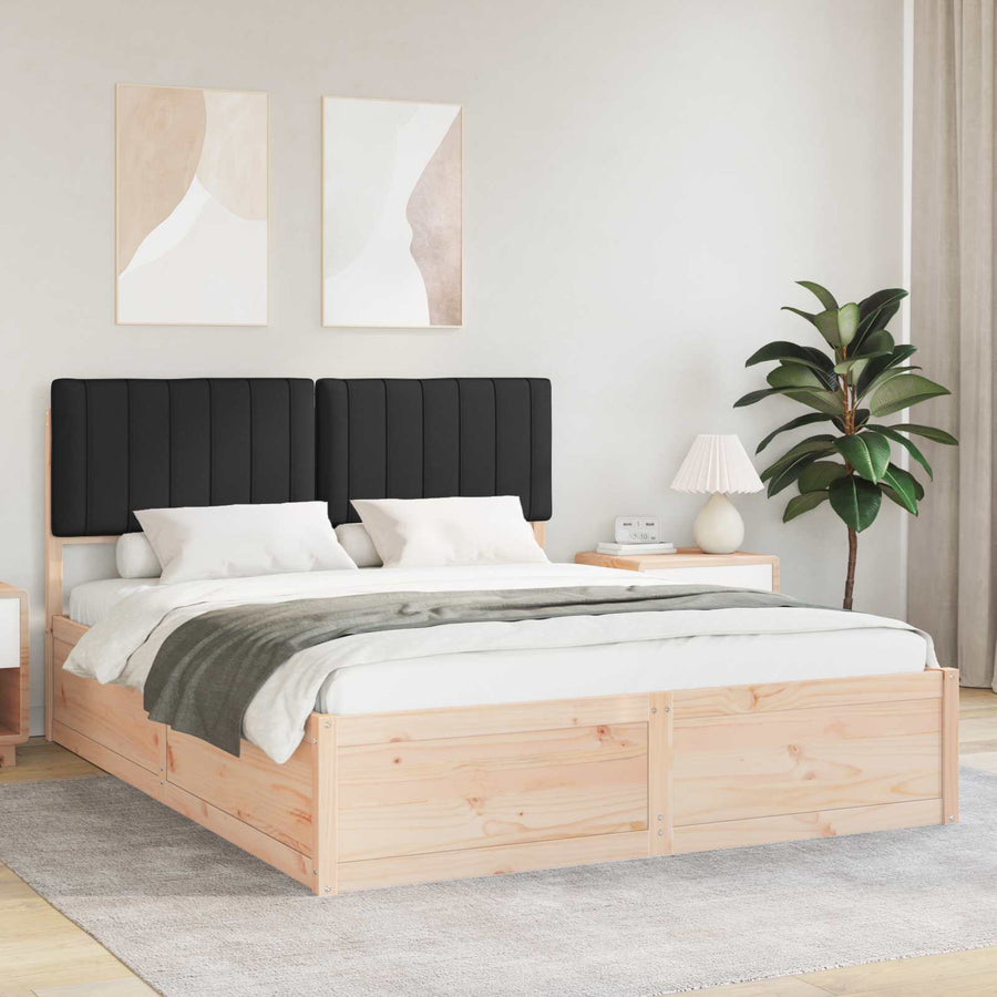 Bedframe met Gevoerd Hoofdgedeelte Zwart 150 x 200 cm