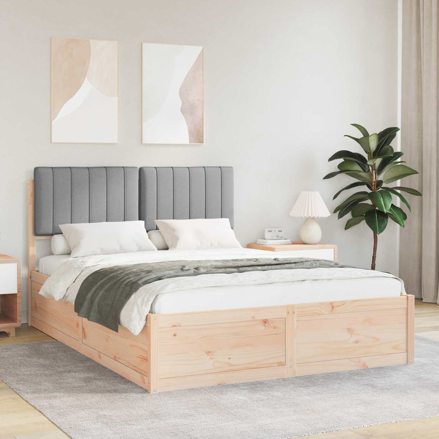 Bedframe met Gevoerd Hoofdgedeelte Lichtgrijs 140 x 200 cm