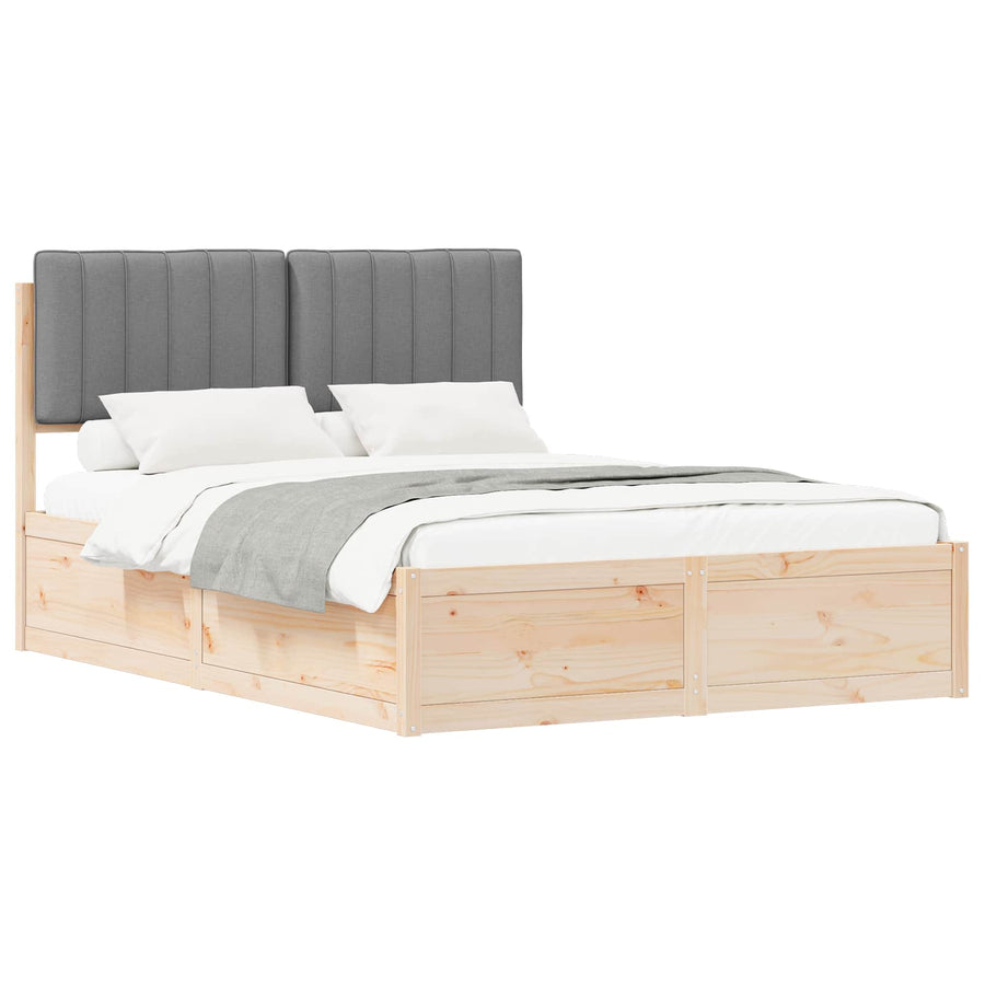 Bedframe met Gevoerd Hoofdgedeelte Lichtgrijs 140 x 200 cm