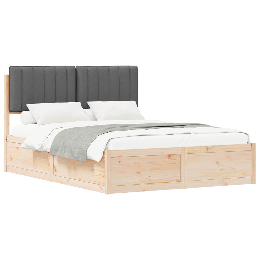 Bedframe met Gevoerd Hoofdgedeelte Donkergrijs 140 x 200 cm