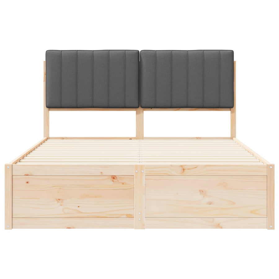 Bedframe met Gevoerd Hoofdgedeelte Donkergrijs 140 x 200 cm