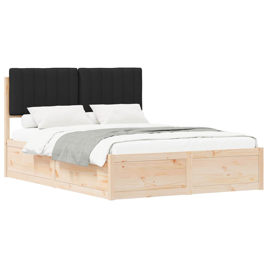Bedframe met Gevoerd Hoofdgedeelte Zwart 140 x 200 cm