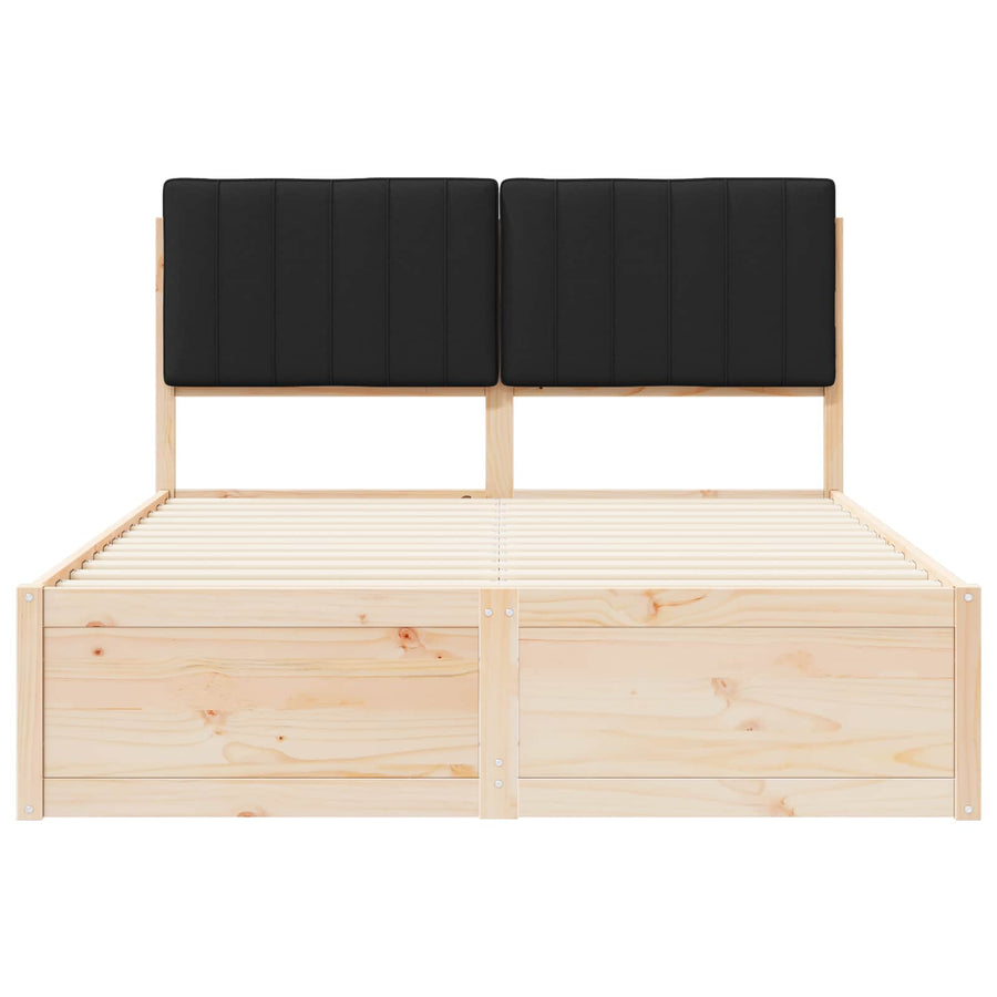 Bedframe met Gevoerd Hoofdgedeelte Zwart 140 x 200 cm