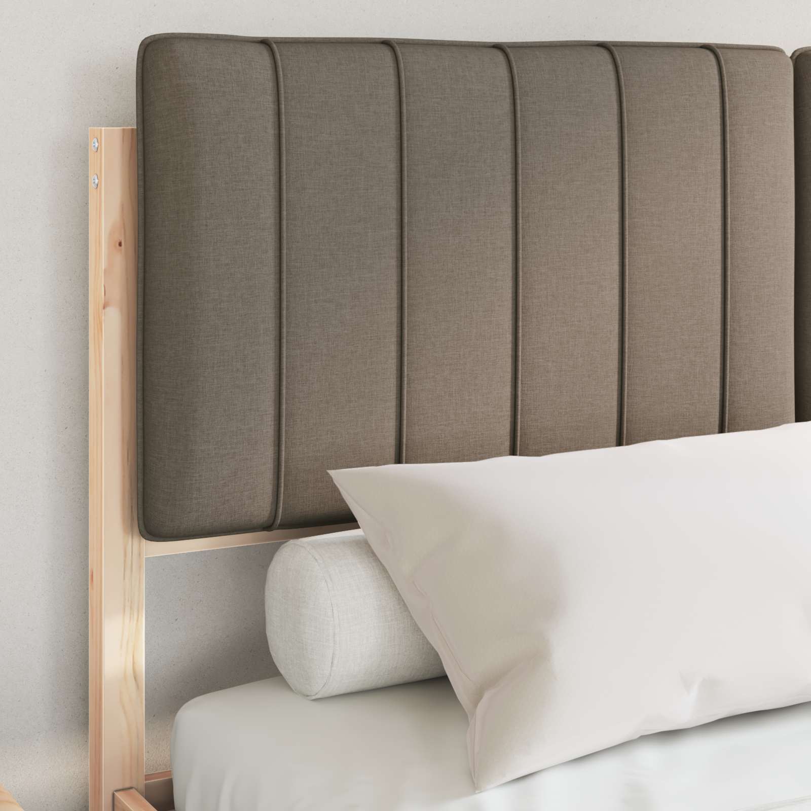Bedframe met Gevoerd Hoofdgedeelte Taupe 140 x 200 cm