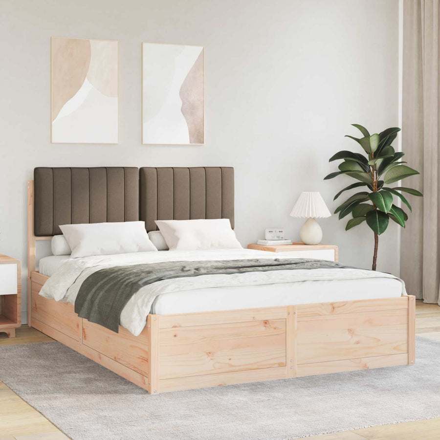 Bedframe met Gevoerd Hoofdgedeelte Taupe 140 x 200 cm