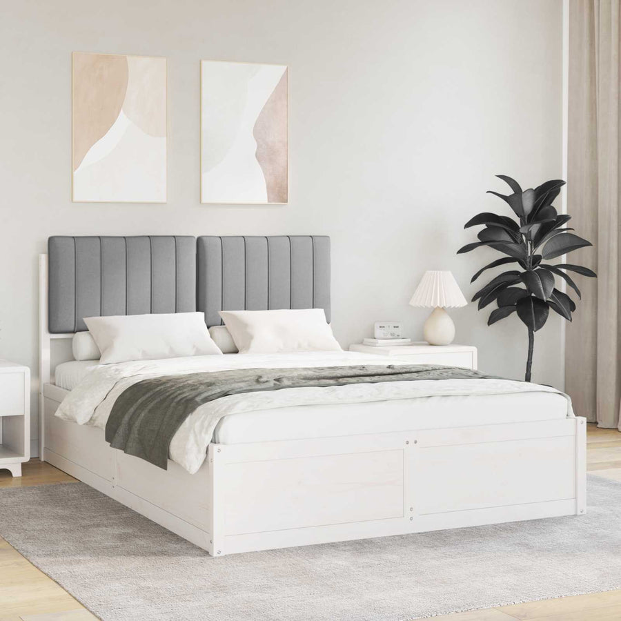 Bedframe met Gevoerd Hoofdgedeelte Lichtgrijs 140 x 200 cm