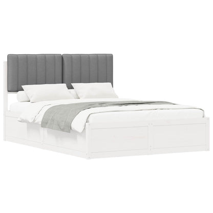 Bedframe met Gevoerd Hoofdgedeelte Lichtgrijs 140 x 200 cm