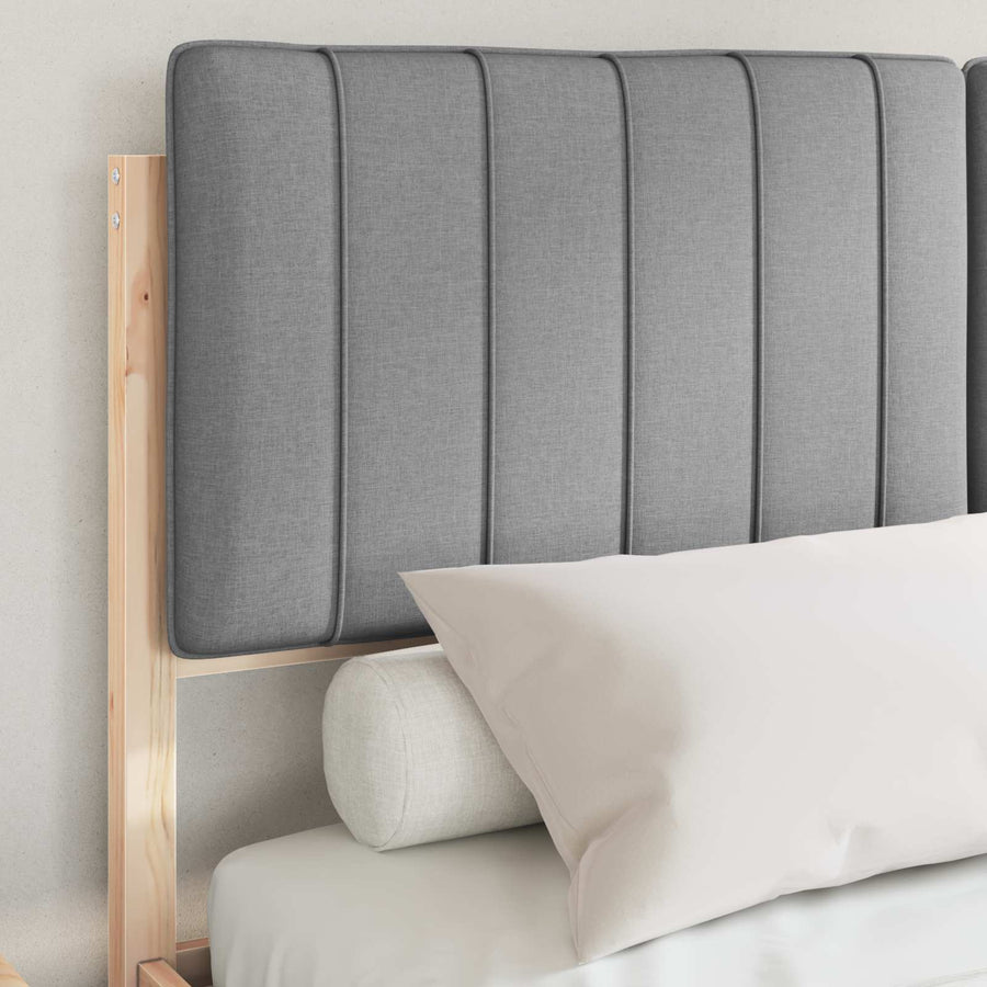 Bedframe met Gevoerd Hoofdgedeelte Lichtgrijs 140 x 190 cm