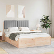 Bedframe massief grenenhout lichtgrijs 140x190 cm
