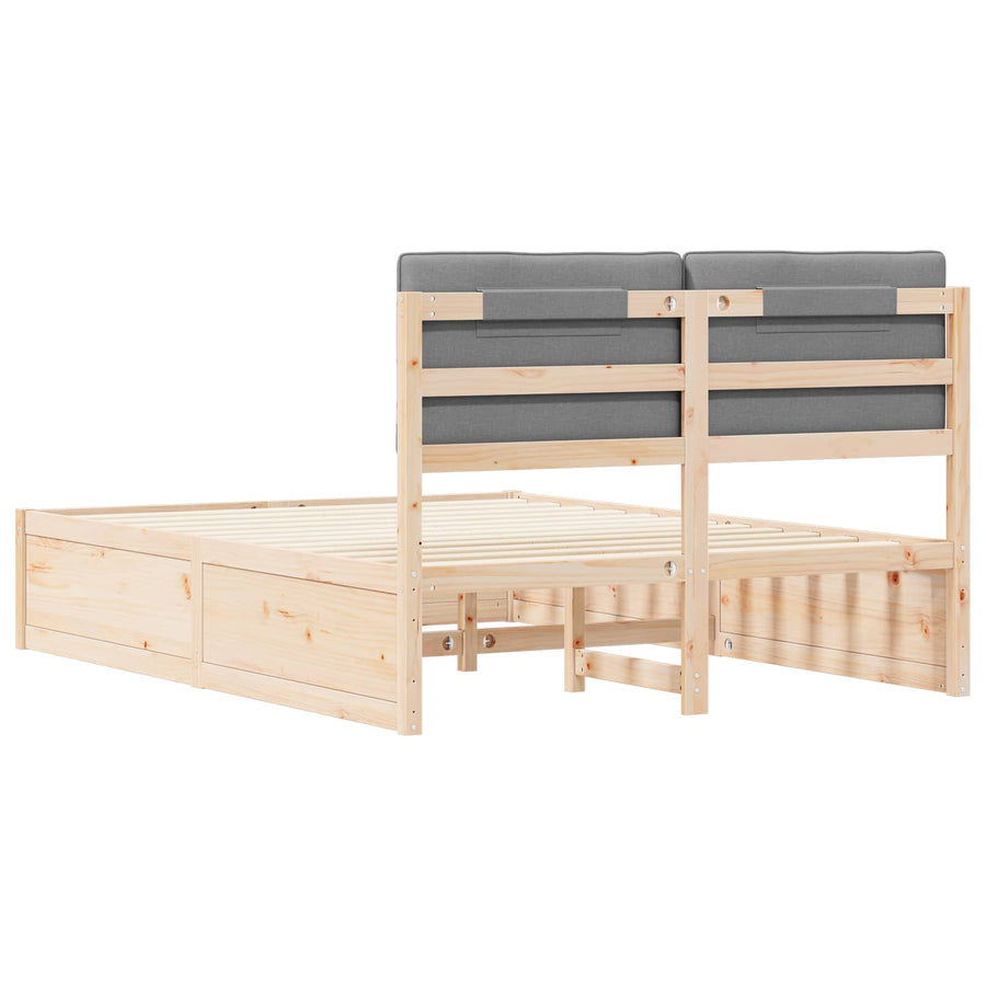 Bedframe met Gevoerd Hoofdgedeelte Lichtgrijs 140 x 190 cm