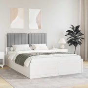 Bedframe massief grenenhout lichtgrijs 140x190 cm