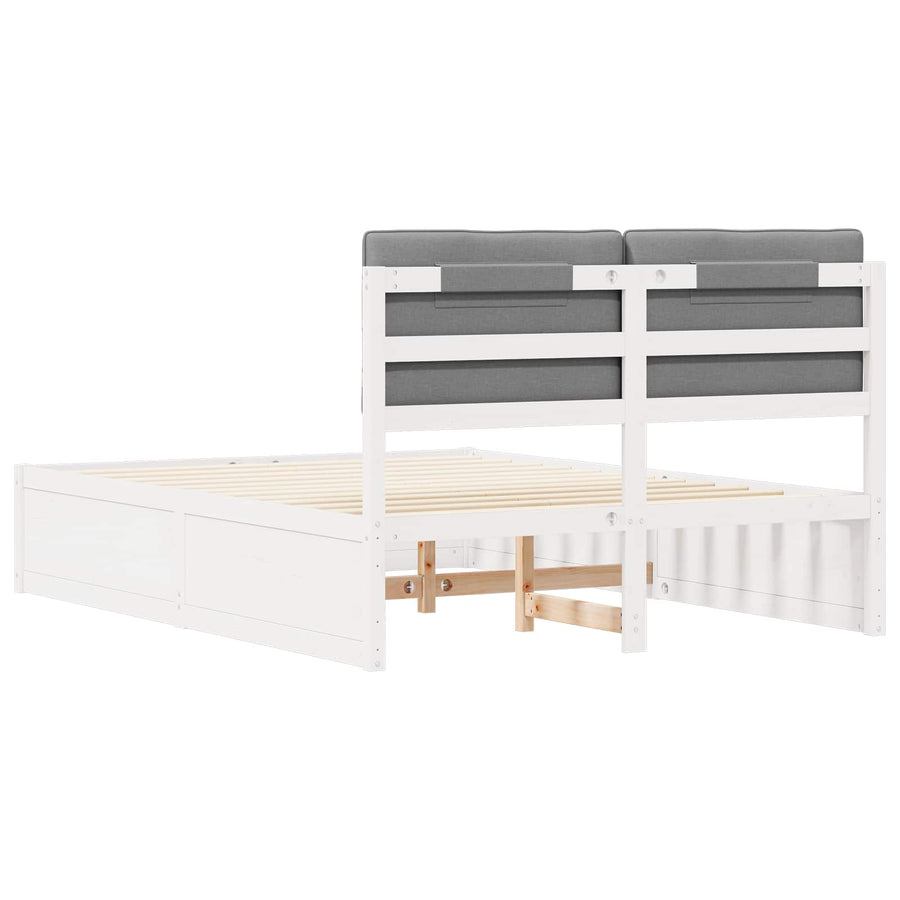 Bedframe met Gevoerd Hoofdgedeelte Lichtgrijs 140 x 190 cm