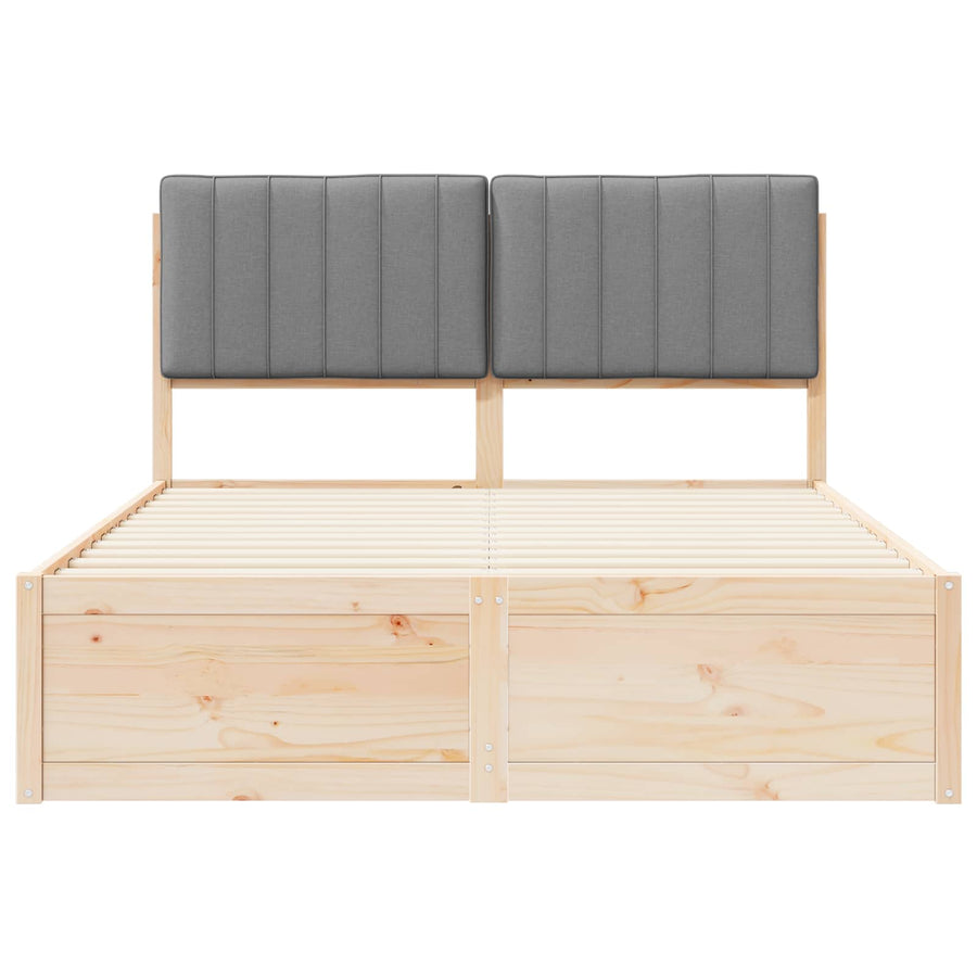 Bedframe met Gevoerd Hoofdgedeelte Lichtgrijs 135 x 190 cm