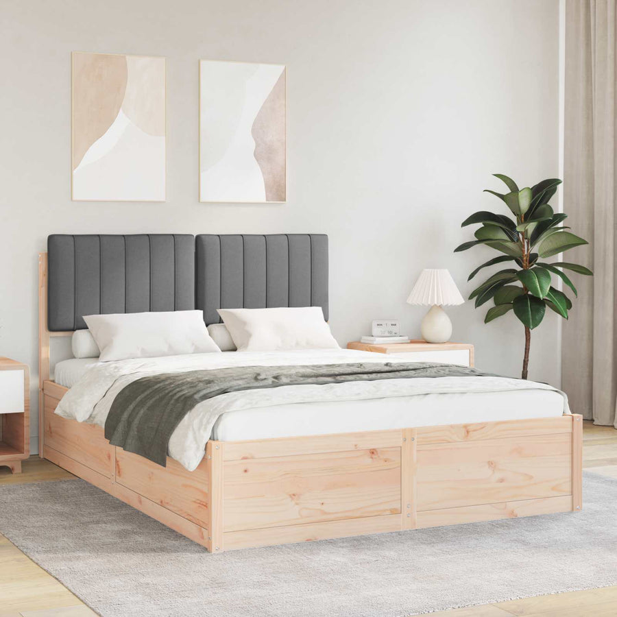 Bedframe met Gevoerd Hoofdgedeelte Donkergrijs 135 x 190 cm