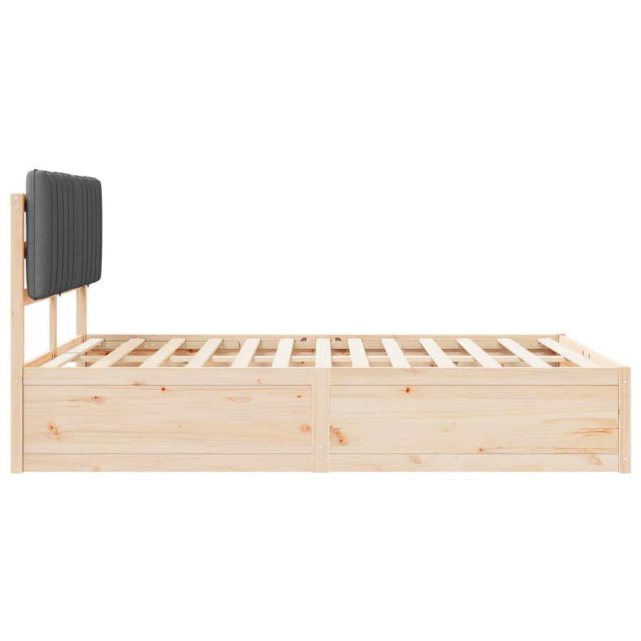 Bedframe met Gevoerd Hoofdgedeelte Donkergrijs 135 x 190 cm