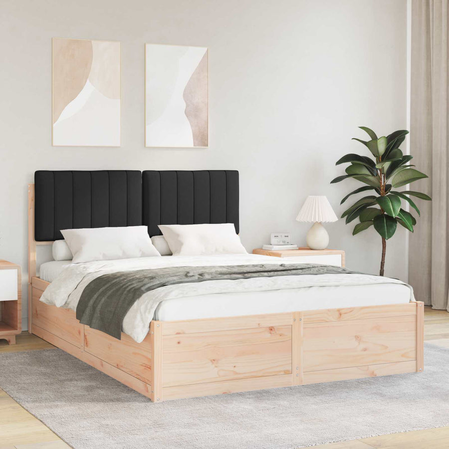 Bedframe met Gevoerd Hoofdgedeelte Zwart 135 x 190 cm