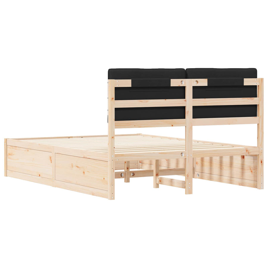 Bedframe met Gevoerd Hoofdgedeelte Zwart 135 x 190 cm