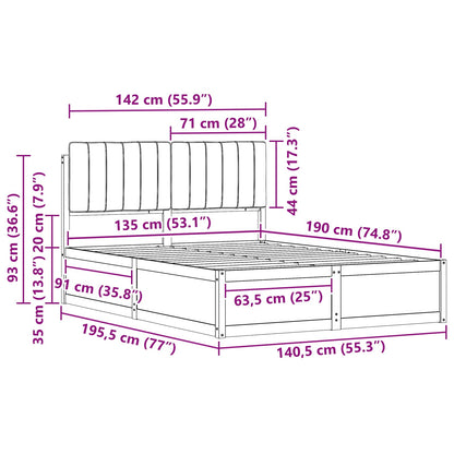 Bedframe met Gevoerd Hoofdgedeelte Zwart 135 x 190 cm