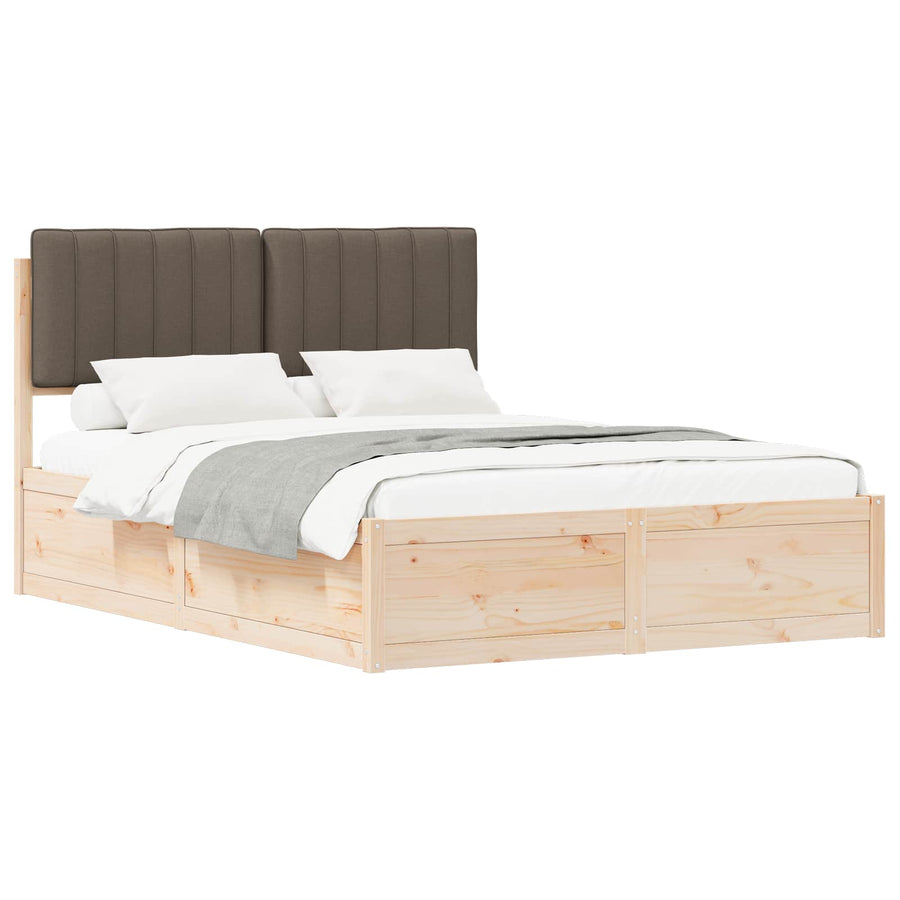 Bedframe met Gevoerd Hoofdgedeelte Taupe 135 x 190 cm